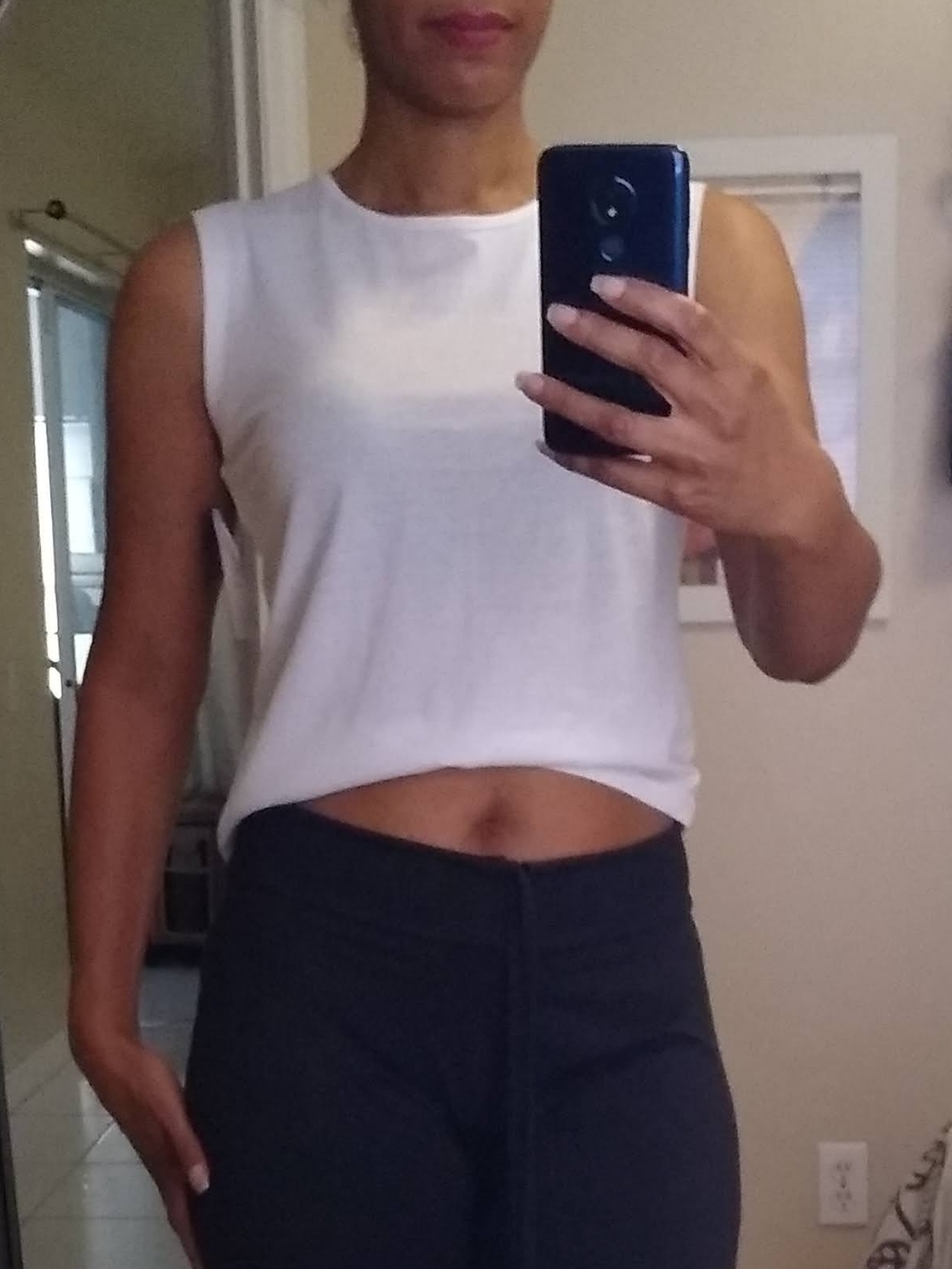Women’s White Lace-Up Back Tank Top - Picture 4 of 5